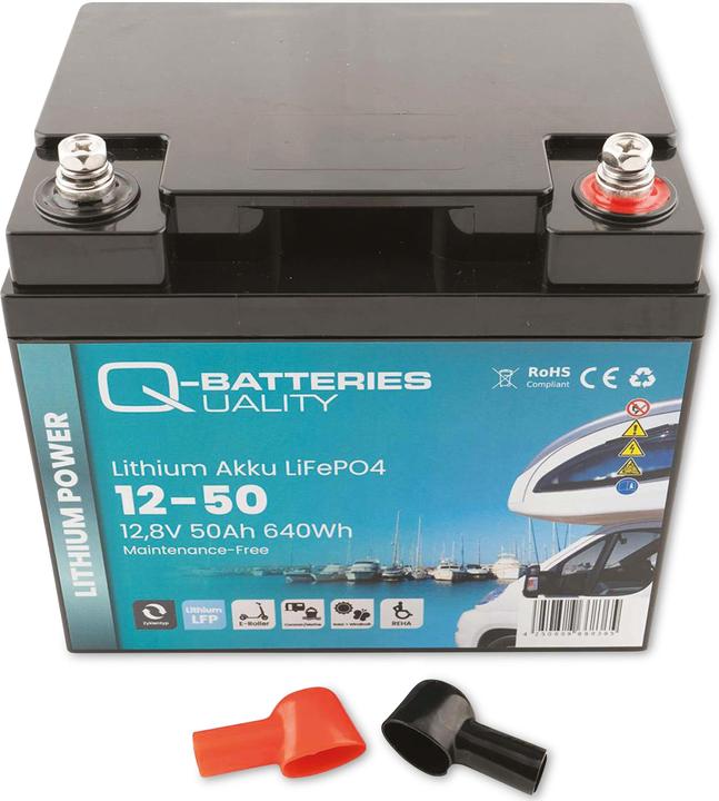 Actual product image Q-Batteries Lithium battery 12-50 12.8V 50Ah 640Wh LiFePO4 battery (50000 mAh)