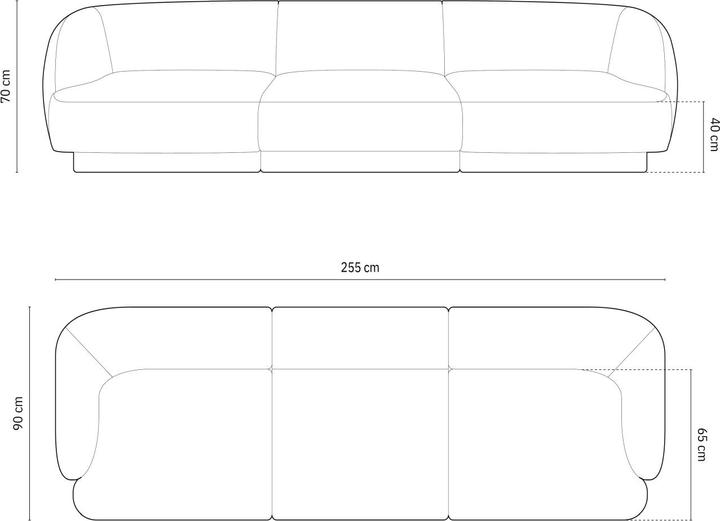 Actual product image Micadoni Sofa, "Miley", 3 Seats, 255x90x70Made in Europe (2 person sofa, 3-seater, 4-seater)