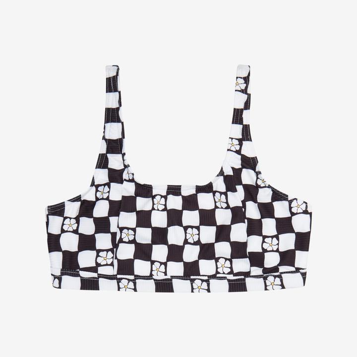 Image du produit Olaian Haut de maillot de bain brassière réglable Fille - 500 Nora noir et blanc (12, 13, 14)