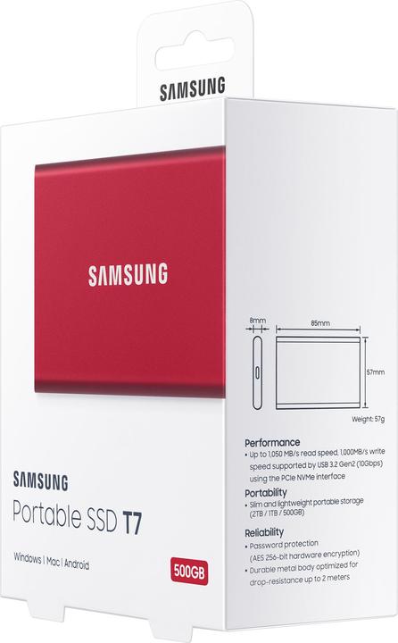Immagine prodotto Samsung Portable T7 Red (500 GB)