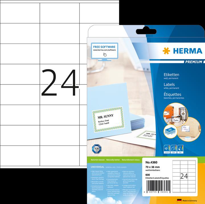 Image du produit Herma Étiquettes d'adresse A4