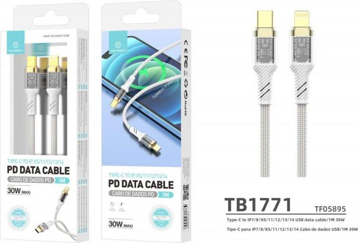 Image du produit Techancy Câble USB-C vers Lightning pour Apple iPhone (1 m)