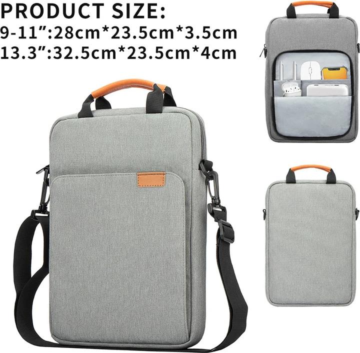 Only-Bags.Store Borsa tablet a tracolla per iPad, Galaxy Tab, borsa per laptop Birefcase, 13,3 pollici (13.30")