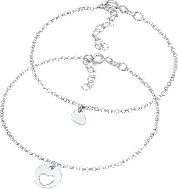 Elli Armband Herz Mutter Tochter Plättchen Cut Out 925 Silber (16 cm, 925er Sterling Silber)