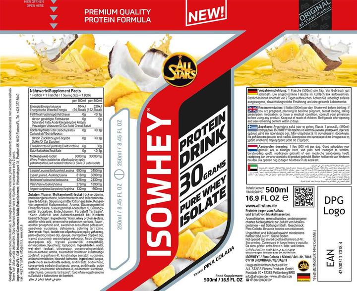 Valori nutrizionali e ingredienti All Stars Isowhey Pure (Kirsch, 1 x)