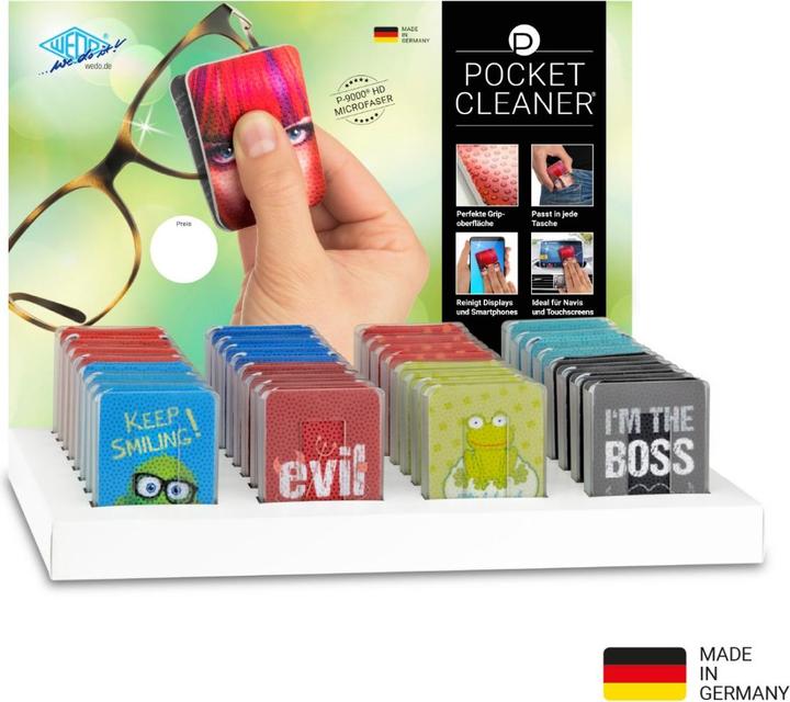 Produktbild Wedo PocketCleaner Brillen-Putztuch, Smartphone- oder Tabletputztuch im Kunststoff-Etui