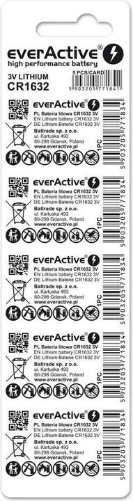 Productafbeelding Everactive Mini CR1632 Lithiumbatterij Blister met 5 stuks (5 Pcs., CR1632, 140 mAh)