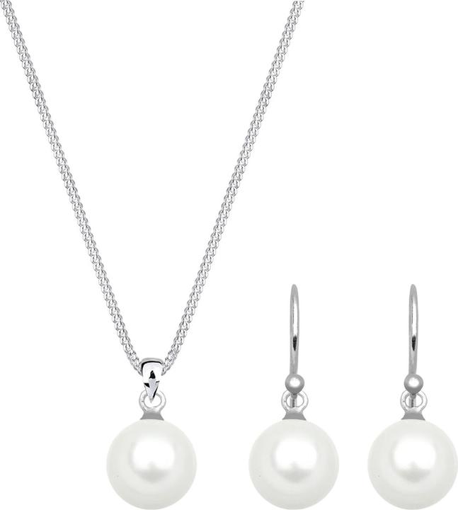 Elli Schmuckset Muschelkernperle 925 Sterling Silber Geschenkidee (925 Sterling Silber)