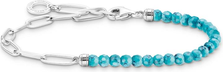 Immagine prodotto Thomas Sabo Bracciale Charm con perline turchesi e maglie a catena in argento (17 cm, Argento 925)