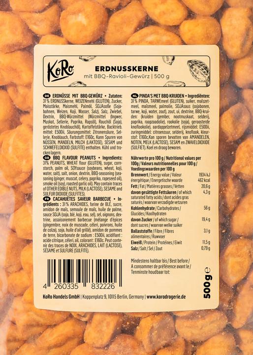 Nährwerte und Zutaten KoRo Erdnusskerne im würzigen Teigmantel (500 g)