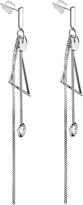 Image du produit Star Piercing Ohrstecker silber Schild freifallende Ketten mit Triangel und Kristall (sans laiton, Acier chirurgical 316L)