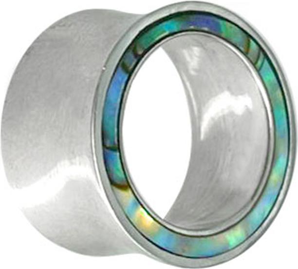 Star Piercing Flared Tunnel silber mit Abalone Rand (Messing)