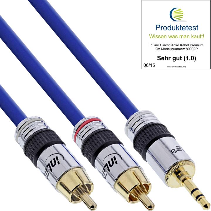 InLine Cinch/Klinke Kabel, 2x Cinch an 3,5mm Klinke (0.50 m, 3.5mm Klinke (AUX), Cinch)