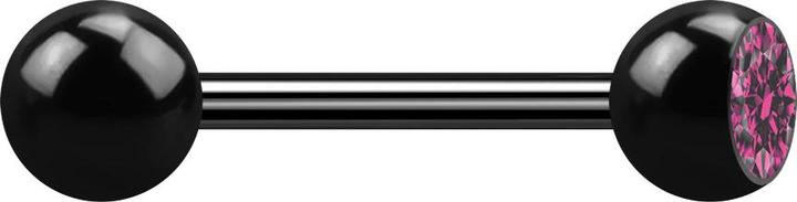 Immagine prodotto Star Piercing Barbell nero con palla e cristallo rosa (senza ottone, Acciaio chirurgico 316L)