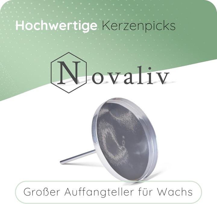 Produktbild Novaliv 8x Kerzentülle ohne Dorn 9cm SILBER Kerzenteller zur Dekoration Adventskranzdekor Stecken