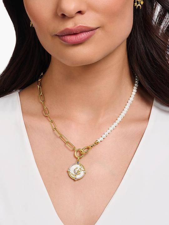 Produktbild Thomas Sabo Kettenanhänger mit Halbmond und bunten Steinen vergoldet (Emaille, 925er Silber)