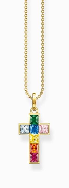 Actual product image Thomas Sabo Necklace Cross Colourful Stones Gold (925 silver, 40 - 45 cm)
