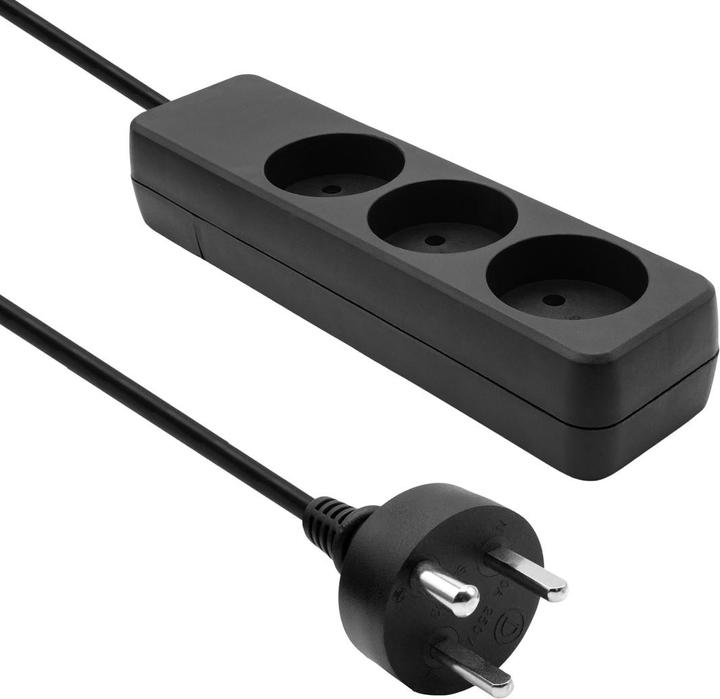 Actual product image ProXtend Danish Power Strip 3-way 2M IT Black (3 x, CEE 7/3, 2 m)