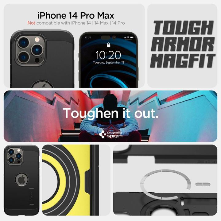 Image du produit Spigen Tough Armor Mag Magsafe étui pour iPhone 14 Pro Max - Noir (Apple iPhone 14 Pro Max)