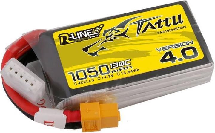 Produktbild Tattu R-Line 4.0 1050mAh 14,8V 130C 4S1P XT60 Battery (14.80 V, 1050 mAh)