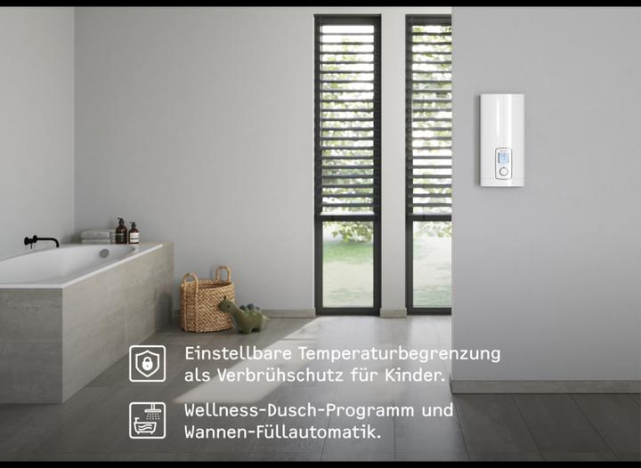 Actual product image Stiebel Eltron DHE 18/21/24 kW Fully electronic instantaneous water heater always accurate to the degree thanks to