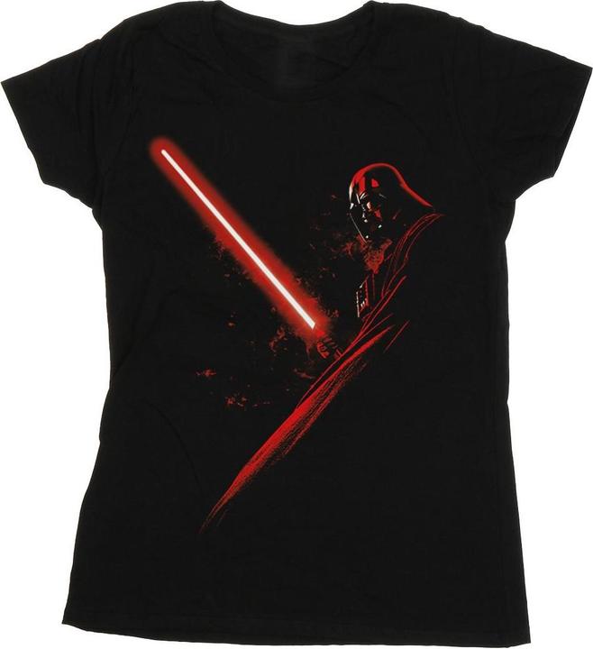 Actual product image Star Wars Womens/Ladies Darth Vader Lightsaber Cotton T-Shirt (M)