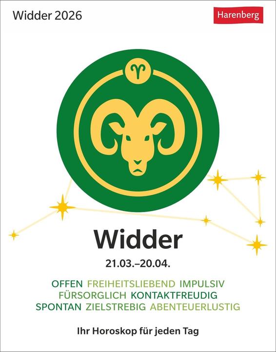 Produktbild Harenberg Widder Sternzeichenkalender 2026 - Tagesabreisskalender - Ihr Horoskop für jeden Tag (Harter Einband, Deutsch)