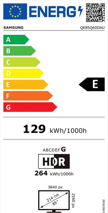 Energie-Label Samsung QE85Q60D (85", Q60D, QLED, 4K, 2024)