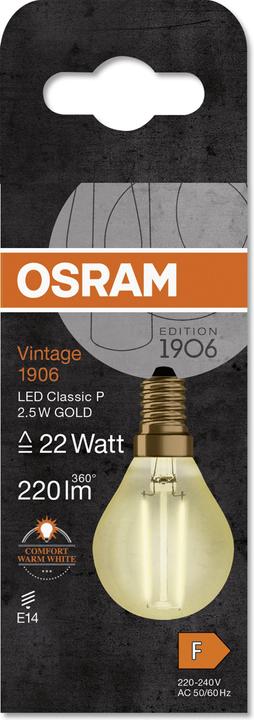Actual product image Osram vintage 1906 (E14, 2.50 W, 220 lm, 1 x, F)
