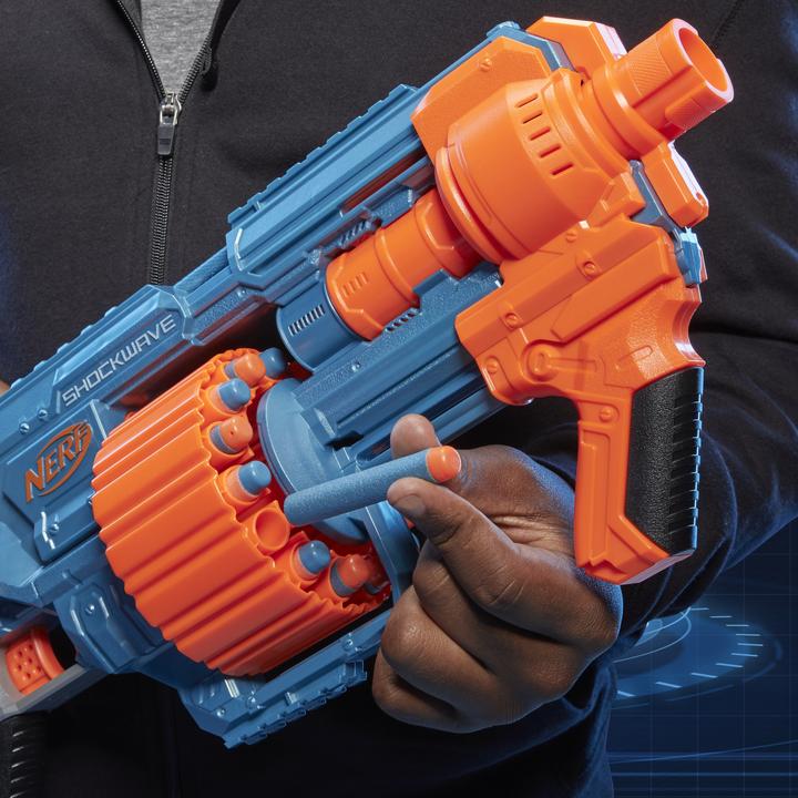 Produktbild Nerf Elite 2.0 Shockwave RD-15 Blaster, 30 Darts, 15-Dart Rotationstrommel, Schnellfeuer, mit E