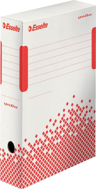 Actual product image Dymo SPEEDBOX archive box, DIN A4, white/red,(W)80 mm made from 100% recycled cardboard, 100% recyclable. (A4)