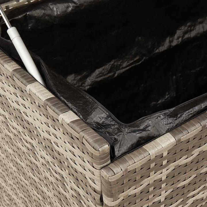 Produktbild VidaXL Gartentruhe mit Rollen Grau 110x55x73 cm Poly Rattan Garten Auflagenbox