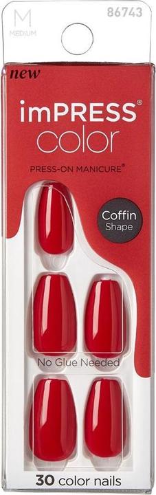 KISS Self-adhesive nails imPRESS Color MC Reddy or Not 30 pcs (L) (Kunstnägel)