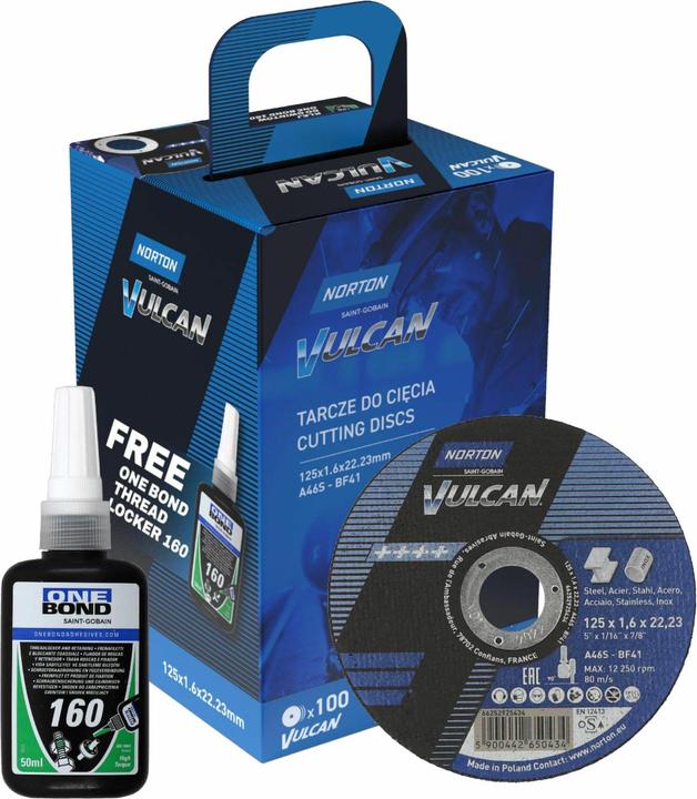 Norton TARCZA.VULCAN 125 x 1,6 /100szt.+ KLEJ ONE BOND