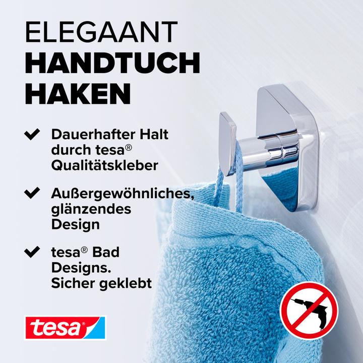 Produktbild tesa ELEGAANT Handtuchhaken inkl. Klebelösung ohne Bohren