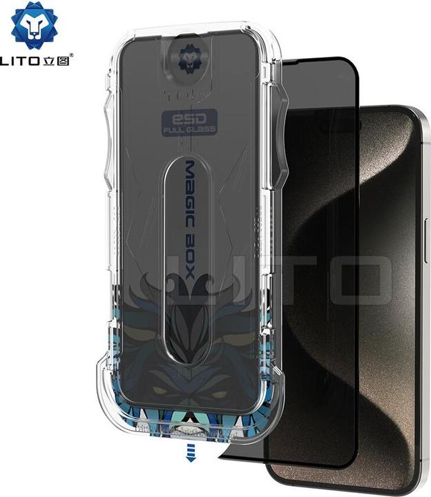 Actual product image Lito Armoured glass privacy incl. installation tool (1 Piece, Apple iPhone 15 Plus)