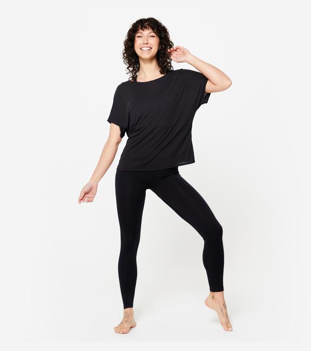 Produktbild Domyos Tanz-Shirt Damen kurzarm fliessend Modern Dance - schwarz (XS)