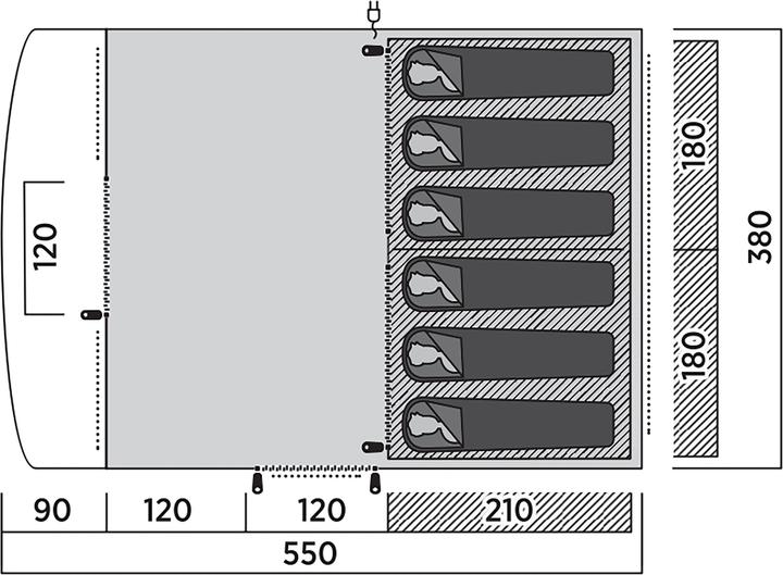 Image du produit Easy Camp Familien-Tunnelzelt Skarvan 6 (grau, Modell 2025) (Tente tunnel, 21 kg, 6 personnes)