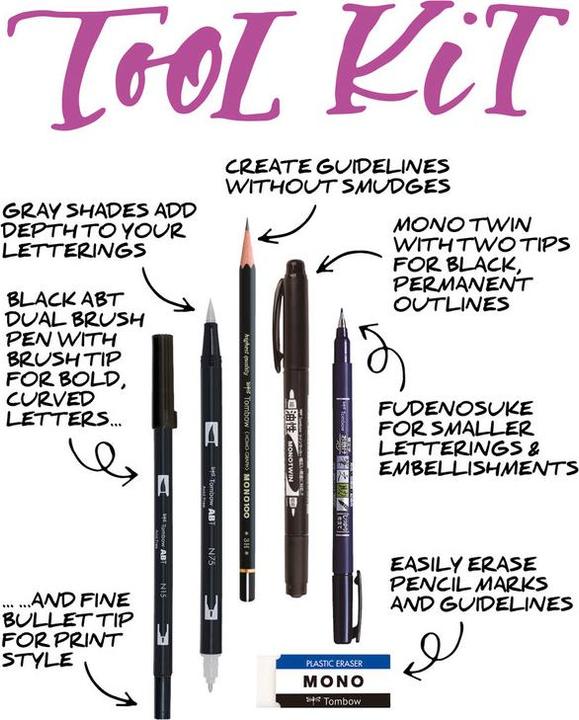 Produktbild Tombow Lettering-Set für Einsteiger (Schwarz, 6 x)