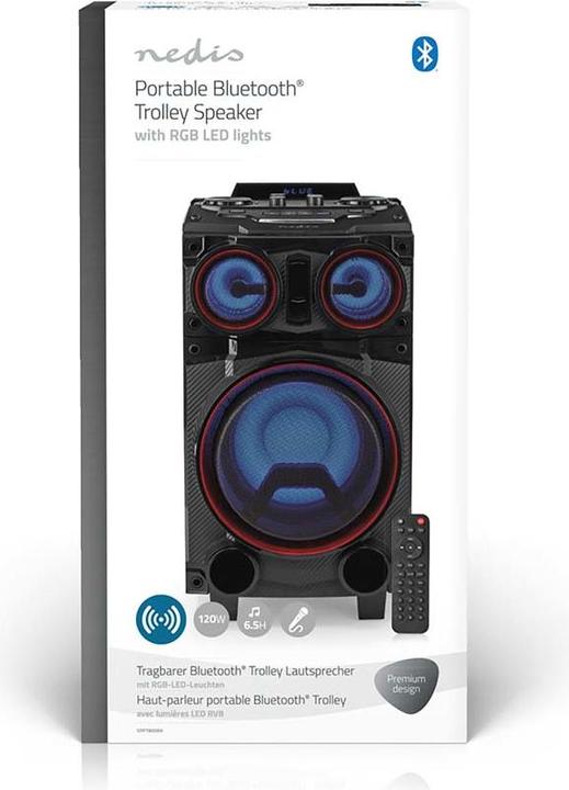 Actual product image Nedis Bluetooth® party speaker | max. battery life: 6.5 hrs | 120 W | carrying handle | party (6.50 h, Battery operated)