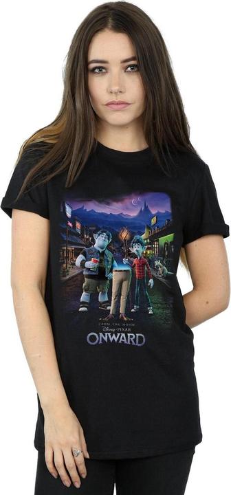 Actual product image Disney Womens/Ladies Onward Character Poster Cotton Boyfriend T-Shirt (XL)