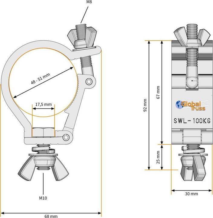 Actual product image Global Truss Selflock Hook Mini 48-51/30/100kg