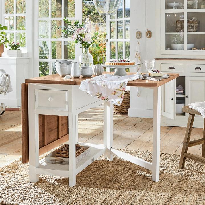 Image du produit Loberon Table Dale blanc antique/marron (160 x 78 x 80 cm)