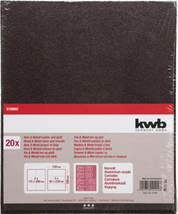 Image du produit kwb Set de papier abrasif à main Granulométrie (P60, P80, P180, P150)