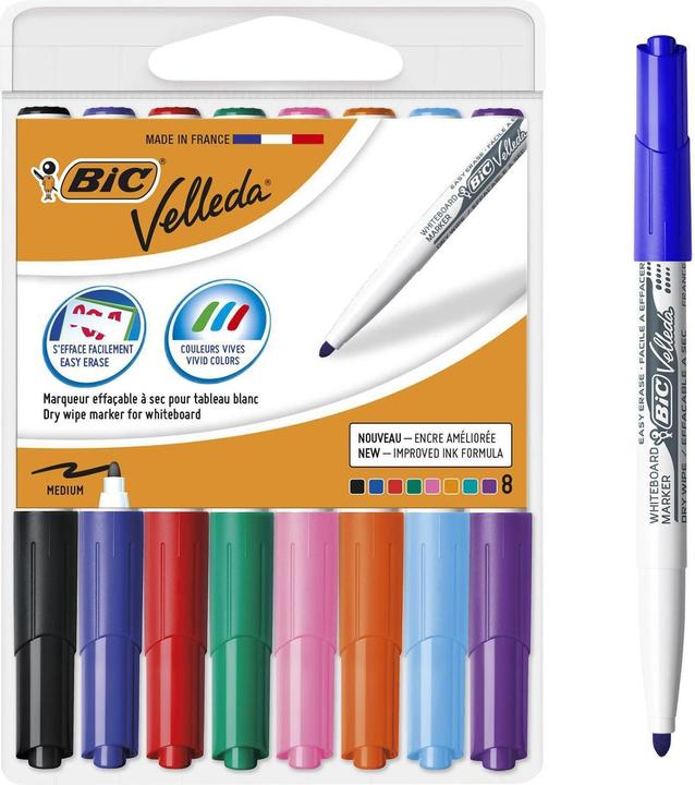 Bic Marcatore per lavagne bianche Velleda (Multicolore, 1.40 mm, 8 x)