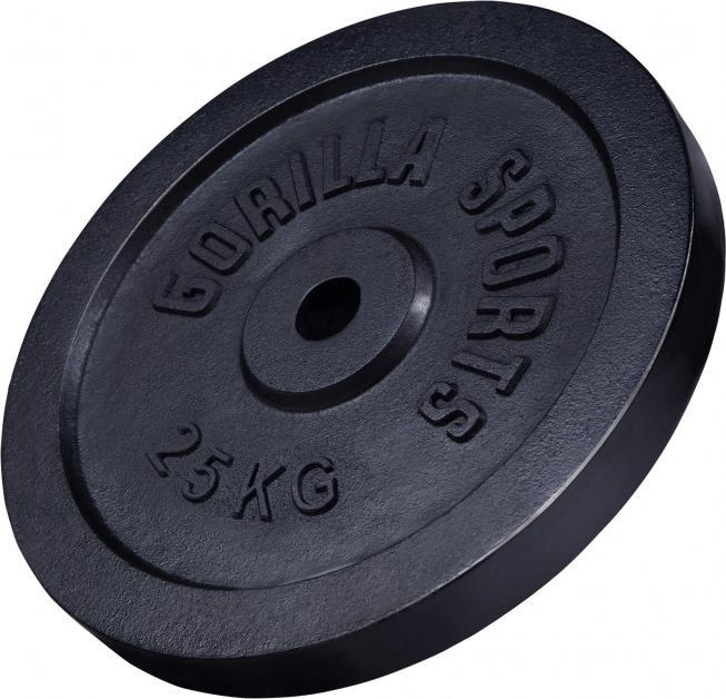 Immagine prodotto Gorilla Sports Piastra del peso in ghisa nera 1,25-15 KG (1 x 25 kg)