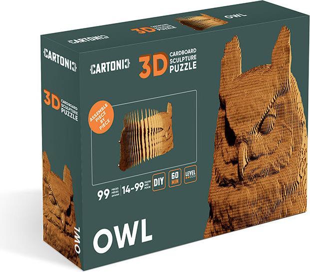 Actual product image Cartonic Owl - 3D cardboard model
