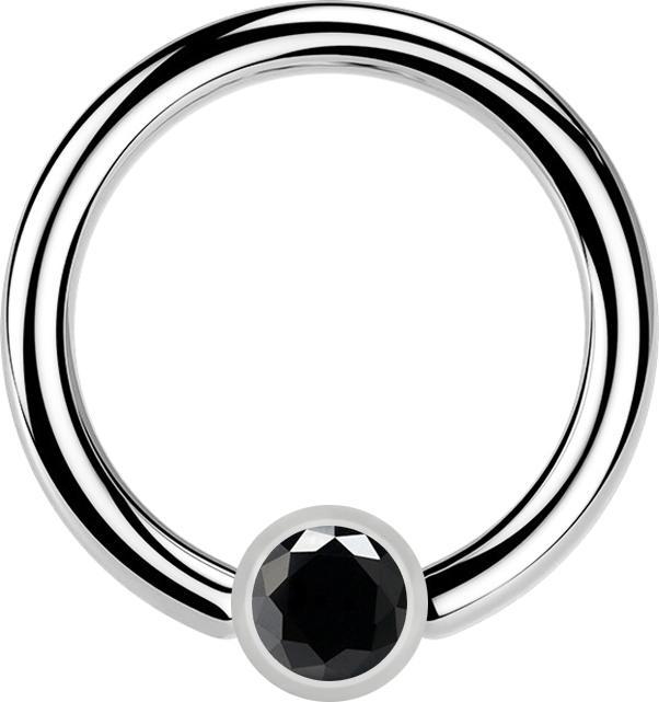 Actual product image Star Piercing Micro Ball Closure Ring silver and crystal black (Surgical steel 316L, without brass)