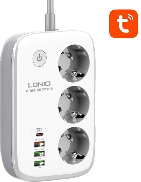 Actual product image Ldnio Smart Wi-Fi power strip SEW3452, Tuya (white)