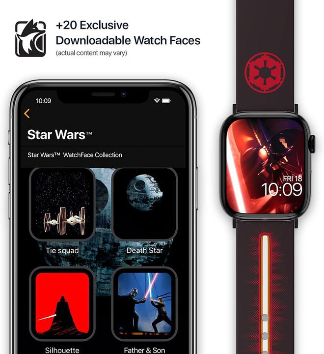 Produktbild Moby Fox Armband Smartwatch Star Wars Darth Vader Lightsaber 22 mm (22 mm, Silikon, Edelstahl, Apple Watch)